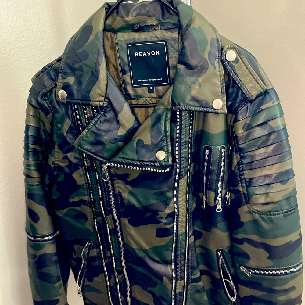 Reason camo leather jacket